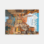 Strasbourg France Travel Art Vintage Fleece Deken (Voorkant (Horizontaal))