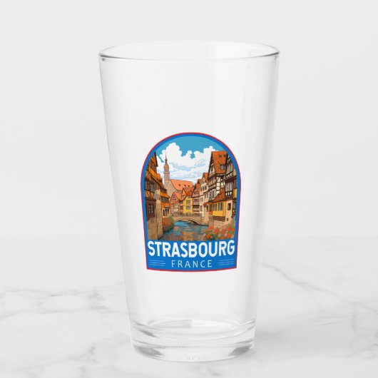 Strasbourg France Travel Art Vintage Glas (Voorkant)