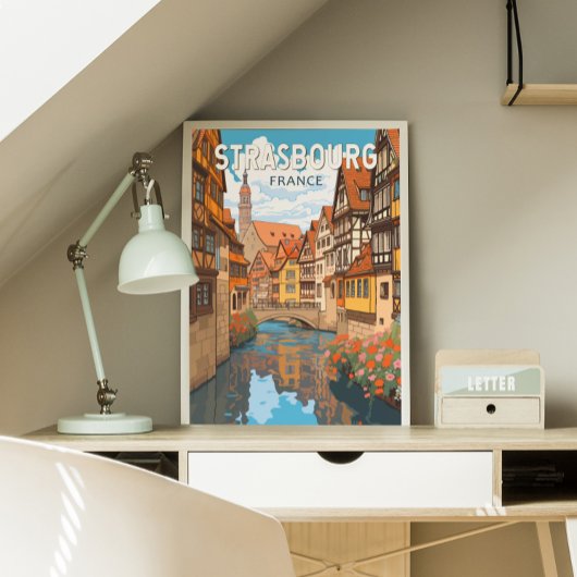 Strasbourg France Travel Art Vintage Poster