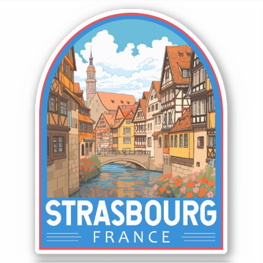 Strasbourg France Travel Art Vintage Sticker (Voorkant)