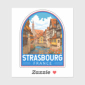 Strasbourg France Travel Art Vintage Sticker (Vel)