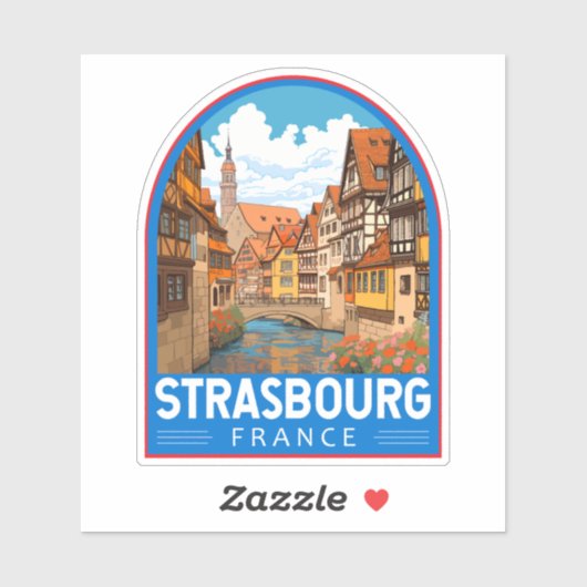 Strasbourg France Travel Art Vintage Sticker (Vel)