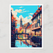 Strasbourg Frankrijk Art Vintage Travel Illustrati Briefkaart (Voorkant)