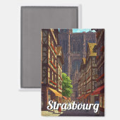 Strasbourg Frankrijk Reizen Magneet (Voorkant / Achterkant)