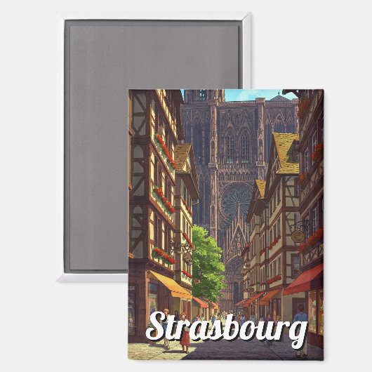 Strasbourg Frankrijk Reizen Magneet (Voorkant / Achterkant)
