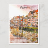Strasbourg Frankrijk vintage reizen waterverf Briefkaart (Voorkant)
