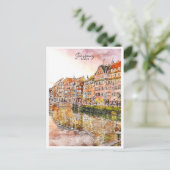 Strasbourg Frankrijk vintage reizen waterverf Briefkaart (Staand voorkant)