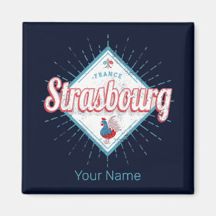 Strasbourg Grand Est France Retro Rooster Vintage Magneet