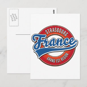 Strasbourg Grand Est regio Frankrijk Retro logo  Briefkaart