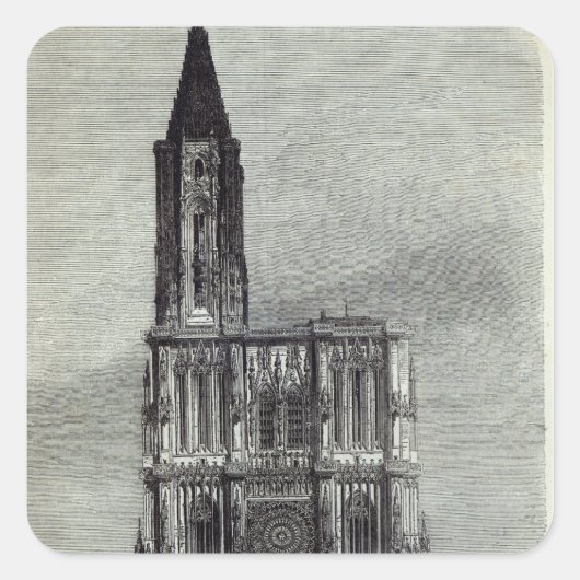 Strasburg Cathedral Vierkante Sticker (Voorkant)
