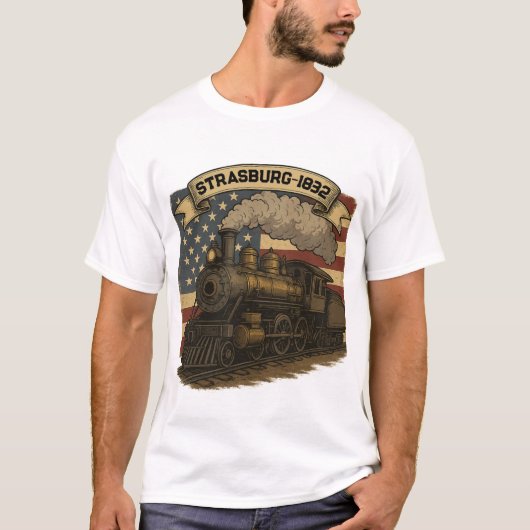 Strasburg Locomotive steam Train T-Shirt (Voorkant)