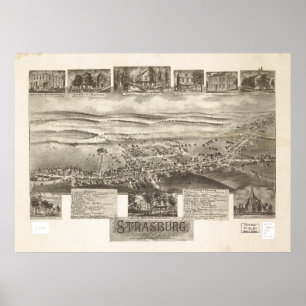 Strasburg Pennsylvania 1903 Antiek Panorama Poster