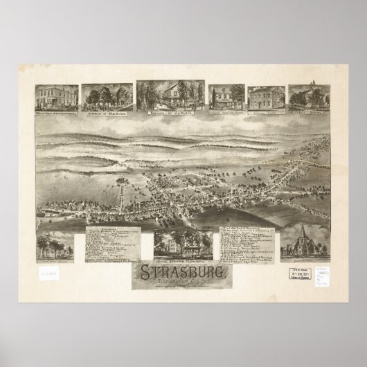 Strasburg Pennsylvania 1903 Antiek Panorama Poster (Voorkant)