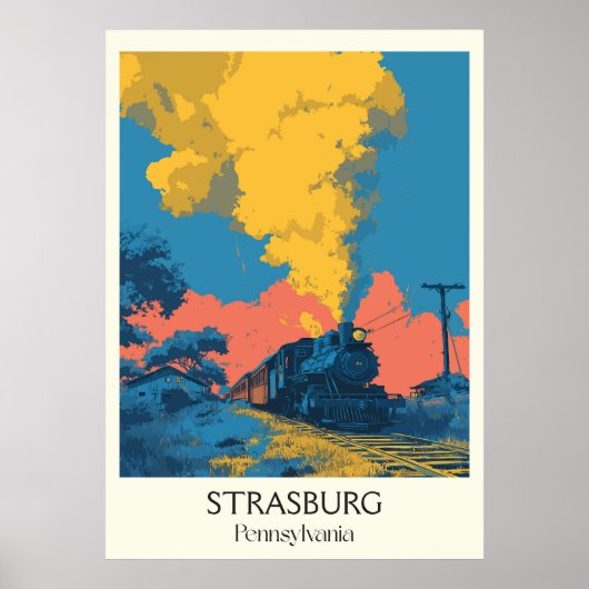 Strasburg Pennsylvania Vintage stoomtrein kunst Poster (Voorkant)
