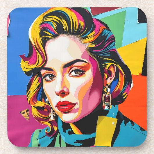“Strasha” - Gloss Pop Collage Droom Bier Onderzetter (Voorkant)