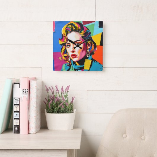 “Strasha” - Gloss Pop Collage Droom Vierkante Klok (Leeskamer)