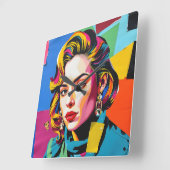 “Strasha” - Gloss Pop Collage Droom Vierkante Klok (Hoek)