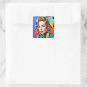 “Strasha” - Gloss Pop Collage Droom Vierkante Sticker (Tas)