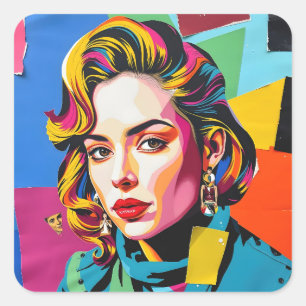 “Strasha” - Gloss Pop Collage Droom Vierkante Sticker