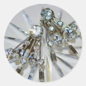 Strass Art Deco Elegante Retro Glam Ronde Sticker (Voorkant)