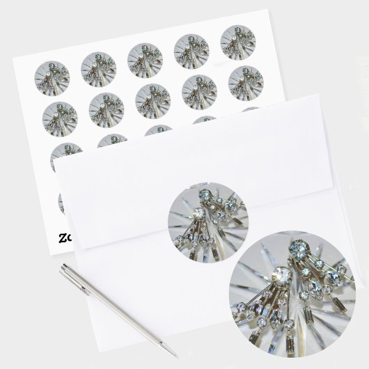 Strass Art Deco Elegante Retro Glam Ronde Sticker