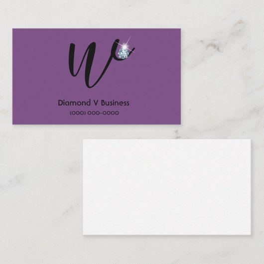 Strass Diamond Logo Initiaal V Visitekaartjes (Voorkant / Achterkant)