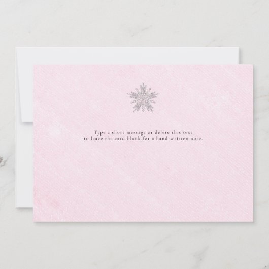 Strass Glitter Sneeuwvlokken Roze Winter Baby Bedankkaart (Achterkant)