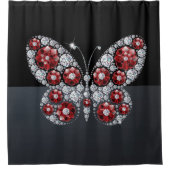 Strass - Juwelen Diamanten Vlinder Douchegordijn (Voorkant)