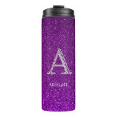 Strass Monogram Een Glitter Sparkle Paarse Chic Thermosbeker (Voorkant)