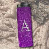 Strass Monogram Een Glitter Sparkle Paarse Chic Thermosbeker