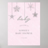 Strass Sneeuwvlokken Roze Baby shower Welkom Poster (Voorkant)