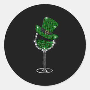 Strass wijnglazen Drink St Patricks Day Ronde Sticker