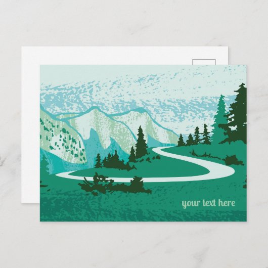 Straße in den Bergen. Briefkaart (Voorkant / Achterkant)