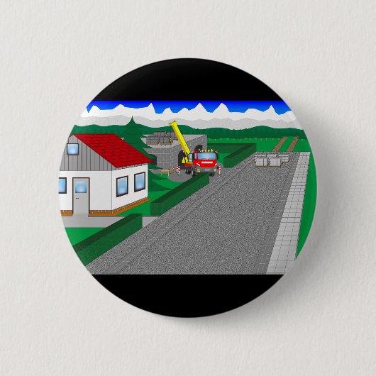 Straßen und Hausbau Ronde Button 5,7 Cm (Voorkant)