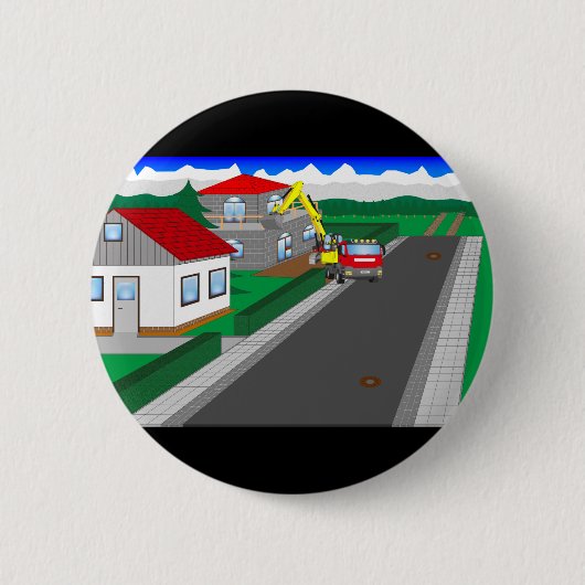 Straßen und Hausbau Ronde Button 5,7 Cm (Voorkant)