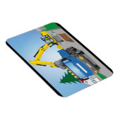 Straßenbaustelle mit blauem LKW und gelben Bagger Magneet (Rechterzijde)