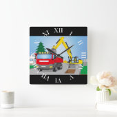 Straßenbaustelle mit rotem LKW und gelben Bagger Vierkante Klok (Huis)