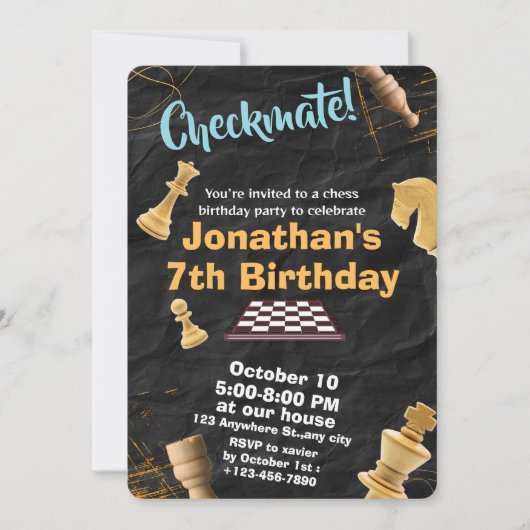 Strategie Schaken Verjaardag Uitnodiging Fun Game (Voorkant)