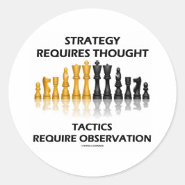 Strategie vereist denkende tactische observatie ronde sticker