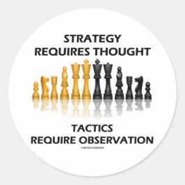 Strategie vereist denkende tactische observatie ronde sticker