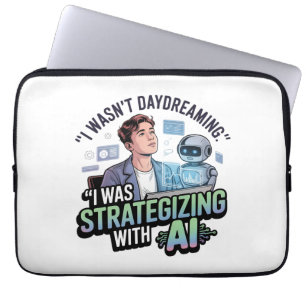 Strategieën met AI – Grappige Dagdromen Slogan Laptop Sleeve