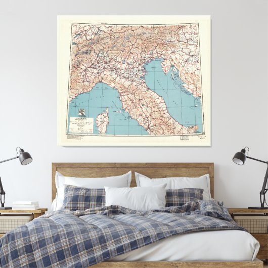 Strategische kaart van de Tweede Wereldoorlog in N Canvas Afdruk (Insitu (Slaapkamer))