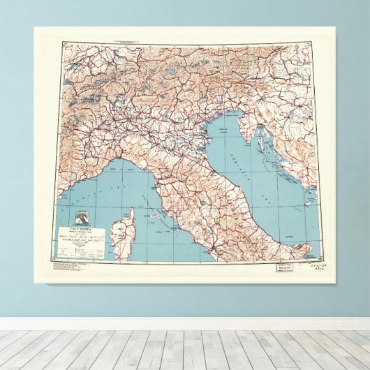 Strategische kaart van de Tweede Wereldoorlog in N Canvas Afdruk (Insitu (Houten vloer))