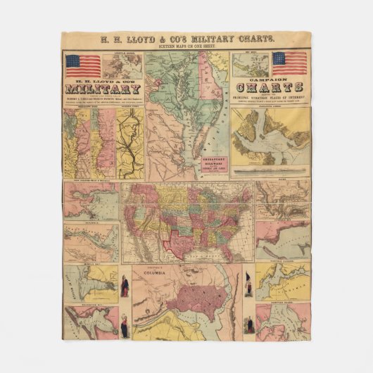  strategische kaarten voor de burgeroorlog, 1861 fleece deken (Voorkant)