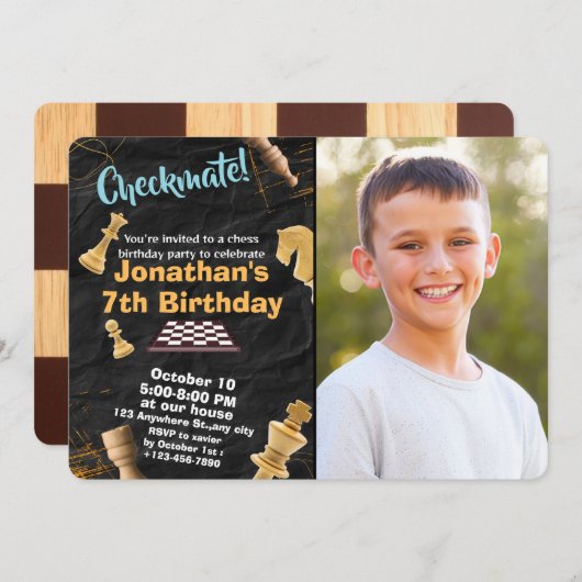 Strategy Chess Verjaardag Uitnodiging Aanpassen fo (Voorkant / Achterkant)