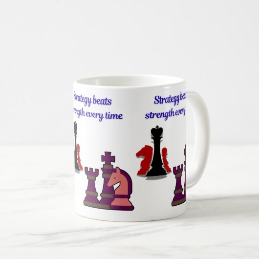 Strategy Over Strength Chess Mug Koffiemok (Voorkant rechts)