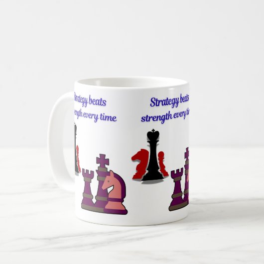 Strategy Over Strength Chess Mug Koffiemok (Voorkant links)