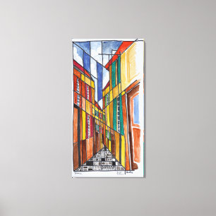 Straten van Bastia Corsica, Frankrijk Canvas Afdruk