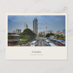 Straten van Colombo en opkomende skyline Briefkaart