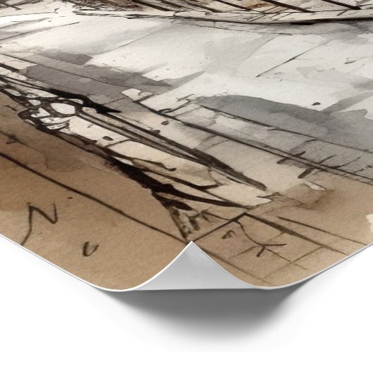 Straten van het Poster van de Waterverf van Parijs (Hoek)